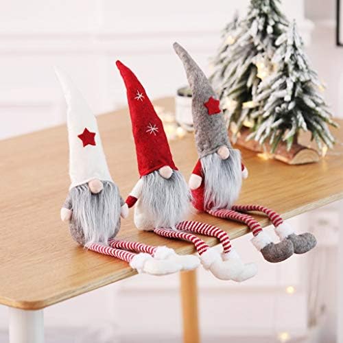 Skyfiree 2 парчиња рачно изработени шведски Божиќни гноми Том Шведска Санта Плиш Елф играчка седи кратки нозе за украсување на новогодишни