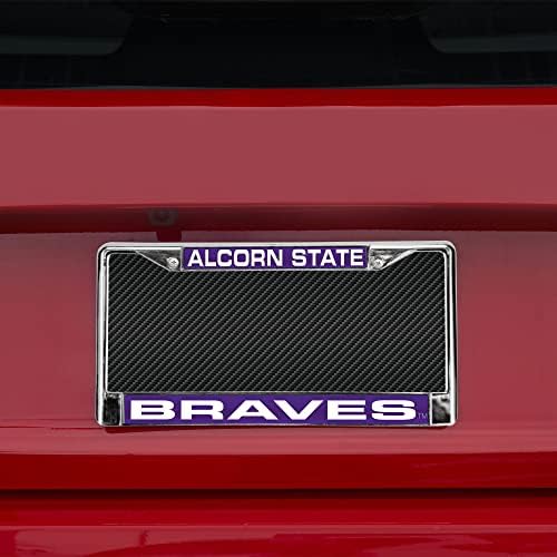 NCAA ALCORN State Braves Laser Cut Inlaided Standard Chrome Recard Plate Frame