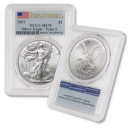 2021 Сет Од 1 мл Американски Сребрени Орелски Монети МС-70 по Кованица 1 1 МС70 ПЦГ