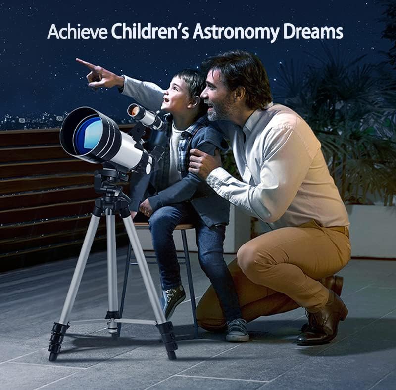 Јахј2тех Телескоп За Деца Возрасни Астрономија Почетници Професионален Астрономски Рефракторски Телескоп со Отвор од 70мм и Фокусна Должина