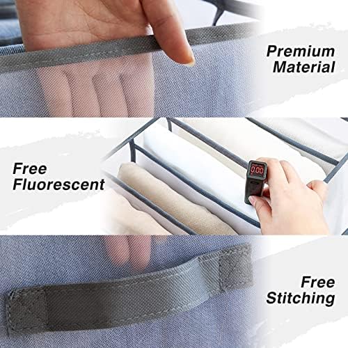 ТЕХМИЛИ Clothes Drawer Organizer for Jeans, 5 & 7 Grids Closet Pants Organizers, Wardrobe Storage Baskets for Jeans, Shirts, Sweaters