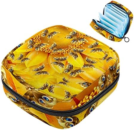Торба За Складирање Санитарни Салфетки, Торба За Период, Торбичка За Санитарна Подлога, Мала Торба За Шминка, Златни Пеперутки Од Цвеќе