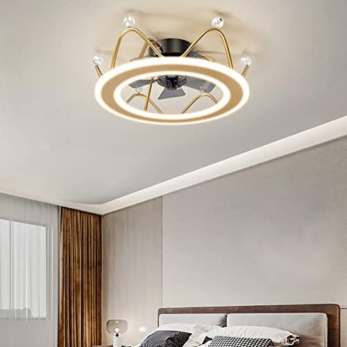 Лустери на неохити, 50 см реверзибилни вентилатори на таванот со светла и далечински тивки деца со злато круна со апликација
