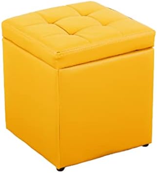 Bgggl PU кожа подножје, столче за складирање на повеќе функции, мала столица во канцеларија спална соба, подножје со капакот на плоштад за