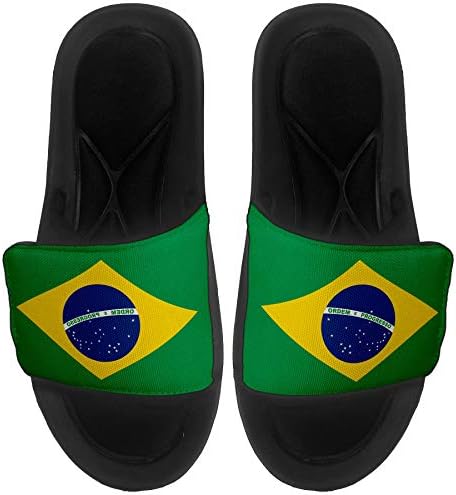 ExpressitBest Pushioned Slide -On Sandals/Slides за мажи, жени и млади - Знаме на Бразил - Бразилско знаме
