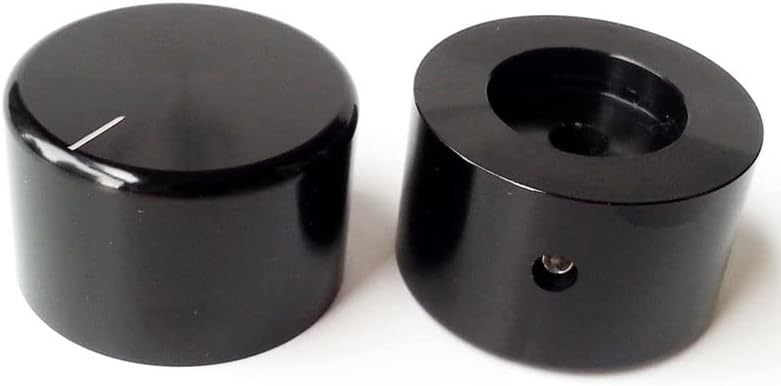Ydeleks 1pc 35x22mm Црно сјајно цврсто алуминиумско копче за јачина на копче Потенциометар за засилувач за радио звучник 6мм дупка