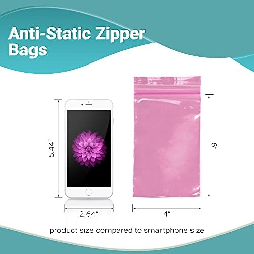 APQ пластични патенти торби за пакување 4 x 6, розови анти-статички тешки пластични кеси 100 пакувања, еднократни вреќи за патенти