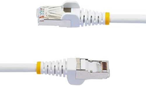 StarTech.com 9ft CAT6a Етернет Кабел-Низок Чад Нула Халоген - 10 Gigabit 500MHz 100W PoE RJ45 S/FTP Бела Мрежа Лепенка Кабел Snagless