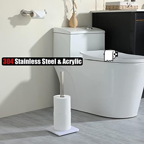 Jqk стол за складирање на тоалетна хартија, четкан, 304 држач за резерви на ткиво од не'рѓосувачки челик, квадрат 3/4 ролни за