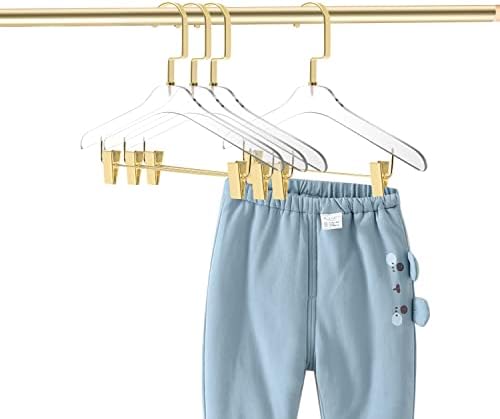 Квалитет 12,5 Детска големина акрилик луцит здолниште за панталони - закачалки за закачалки од 40 пакувања, стилска облека со златни или сребрени куки - закачалка за п?
