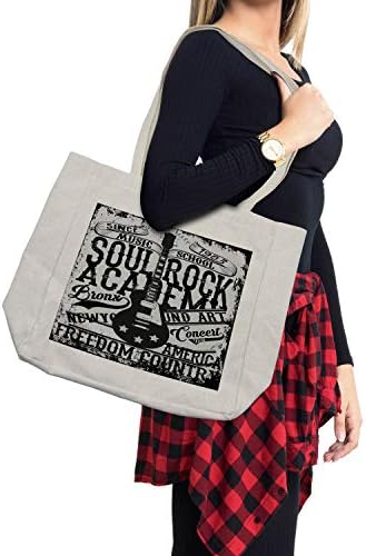 Ретро торба за ретро за купување, академија за души Рок Тема музика за слобода на слобода на електрична енергија како слика, еко-пријателска