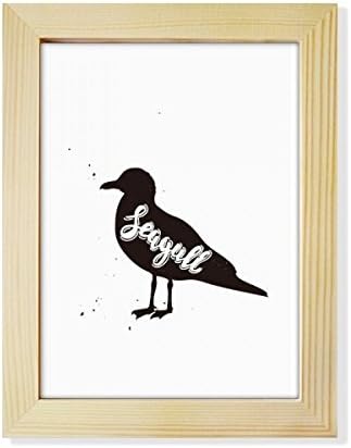 Diythinker Seagull црно -бело животно работна површина украсен фото рамка приказ уметнички сликарство дрвена