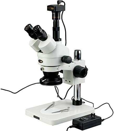 AmScope SM-1TSZ-144-10m Дигитален Професионален Тринокуларен Стерео Зум Микроскоп, Wh10x Окулари, 3.5 X-90X Зголемување, 0.7 X-4.5 X Зум Цел,