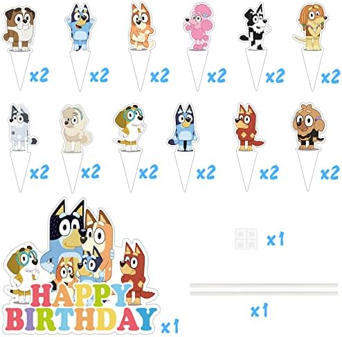 25 ПАРЧИЊА Сина Торта За Кучиња Врвни Украси Кекси Топери Цртан Филм Куче Среќен Роденден Материјали За Детска Забава Корист