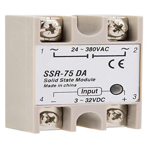 FtVogue Solid State Relay за CNC машински алати Автоматски контролни полиња SSR-75DA 75A 3-32VDC до 24-380VAC SSR DC-AC, реле