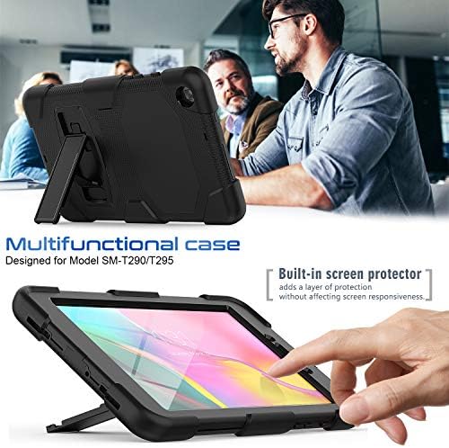HXCASEAC SM-T290/SM-T295 Samsung Galaxy Tab A 2019 8.0 инчи случај со Kickstand, целосна заштитна обвивка за куќиште на куќиштето на телото,