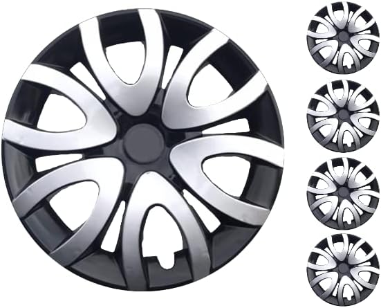 Копри сет од покривка од 4 тркала од 15 инчи сребрени -Black Hubcap Snap -on одговара на Алфа Ромео