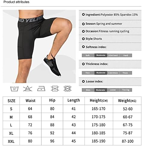 Атлетски атлетски атлетски компресивни шорцеви за атмосфера, Спандекс за вежбање Долна облека Тесни шорцеви со џебови Активен баселејер