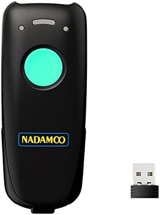 Компатибилен скенер за безжичен баркод на Nadamoo, компатибилен со Bluetooth функција, 2.4G безжичен и жичен 3-во-1 бар-код за скенер Преносен
