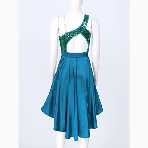 SJYDQ Балет Туту фустан за жени е едно рамо асиметричен балет за лирски танцов костум современа танцова облека
