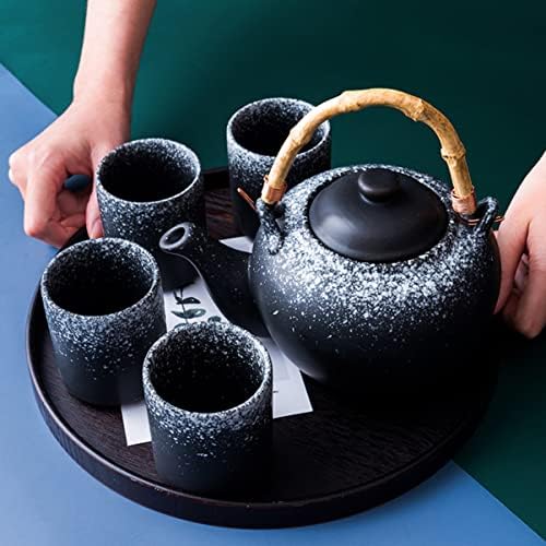 Bestonzon Harky Ink Bamboo Decorative Style чајник керамика кујна голема црна котел порцелан високо дрво чај јапонски ресторан кафе