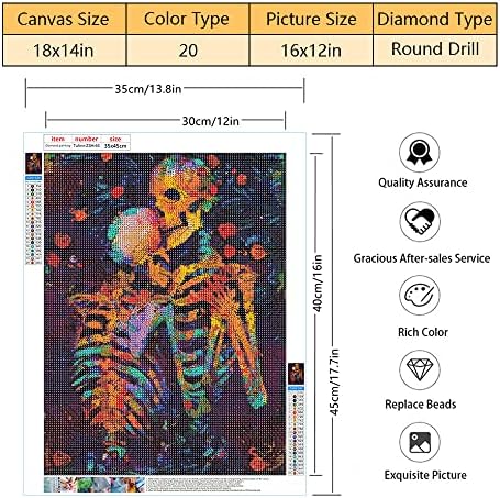 Комплети за сликање на дијаманти за скелети, комплети за динамантски комплети со ди -вежба, комплети на череп и цвеќиња од 5Д дијамантски