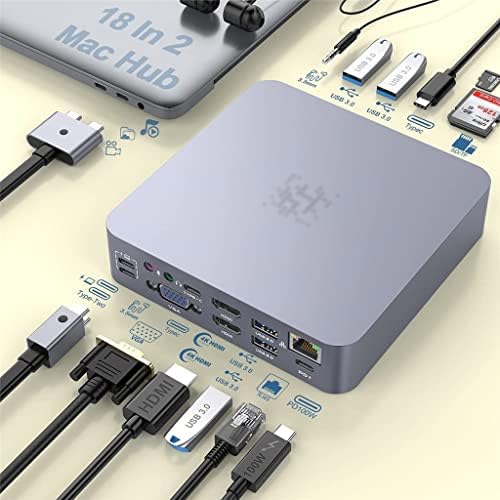 WYFDP USB C Центар За Лаптоп Таблети Тип C Центар 4k 60Hz HDMI VGA RJ45 Aux USB Центар 3.0 Адаптер