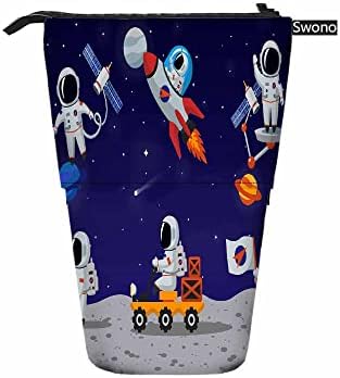 Свино астронаути ликови Симпатична молив случај Цртан филм Месечина Месечина Човекот Стенд на молив Организатор Козметика торбичка