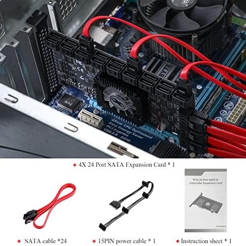 Mzhou PCIe Sata Картичка 24 Порта, 6Gbps SATA 3.0 PCIe Картичка,Поддршка 24 SATA 4X 8X 16x 3.0 Уреди, СО SATA Кабли&засилувач;SATA