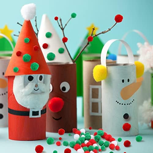600 парчиња Божиќ Пом Помс Меки Пом топки мини занаетчиски помпоми за Божиќни украси за забави за DIY