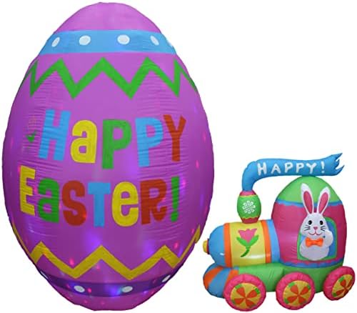 Пакет за украси на две велигденски забави, вклучува 6 стапала осветлено среќно јајце на надувување на надувување, и 4 стапки долги