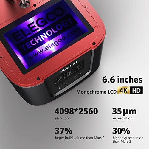 Elegoo 6,6 инчи 4K Ултра монохроматски ЛЦД со HD резолуција од 4098 x 2560 за 3Д -печатач на смола од МАРС 3 ЛЦД