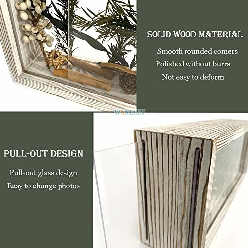 Рамка за фотографии во сенка, дрвена двострана кутија за складирање на плексиглас со висока дефиниција, кутија за прикажување
