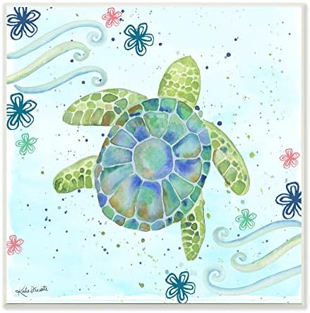 Sumn Industries Прекрасна зелена морска желка океанска цветна слика, дизајн од Кејти Дукет