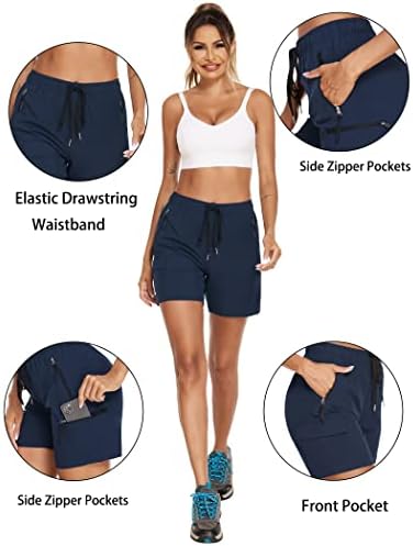 PINSPARK женски пешачки шорцеви Брзи суви атлетски шорцеви со 4 џебови лесни обични летни шорцеви upf 50+
