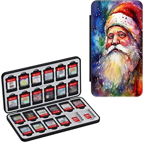 Случај за заштитна игра картичка за Nintendo Switch со - 24 слотови држач за картички за игри со Божиќ Дедо Мраз Арт -12 Дизајн