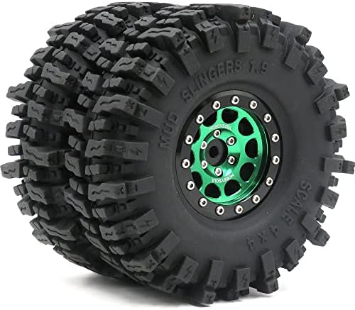 4PCS RC 1,9 Калчи за висина на гуми за гуми 120мм/4.72inch & 1,9 тркало од тркало зелена црна боја