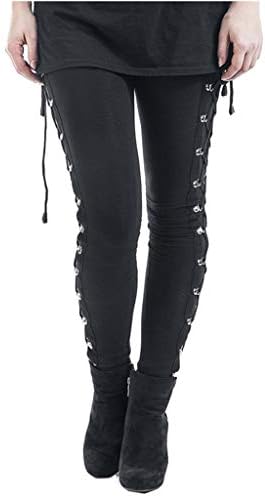 FQZWONG жени хеланки модни готски дами странични чизми на хеланки црни слаби тави панталони