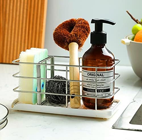 Pfctrjr челична кујна држач за сунѓер, организатор на кујнски мијалник, мијалник, сапун сапун за сапун, држач за мијалник за кујнски мијалник