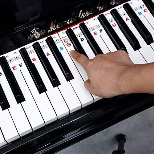 Налепници за клучеви за пијано за почетници деца 61/88 копчиња со целосна големина на тастатура за пијано тастатура белешки маркер преклопување