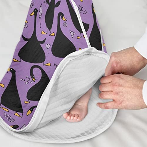 VVFELIXL вреќа за спиење за новородени бебиња - Смешна црна гуска бебе што носи ќебето за спиење - Торба за спиење на транзиција за новороденче