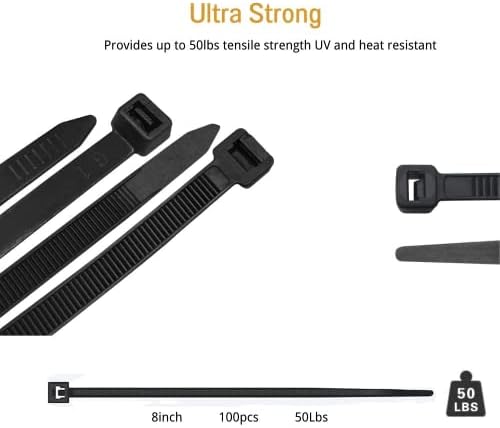 Youking 100pcs најлонски кабелски поштенски врски - повеќенаменски UV и отпорна на топлина, отпорен на вратоврска, црна
