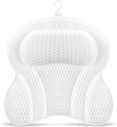 SwiftComfort луксузна перница за бања, ергономска бањска перница со када со 4Д технологија за воздух и 6 чаши за вшмукување, помага во