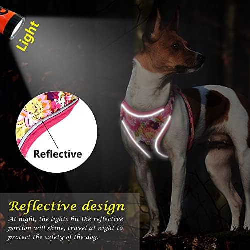 Sxnbh Рефлектирачки Најлонски Ремен За Кучиња Цветен Печатен Елек За Прицврстување На Кучиња И Поводник Поставен За Мали Средни Кучиња Ремен За