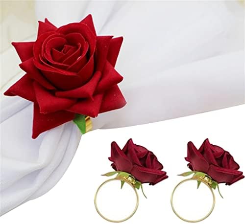 Ldchnh 10 парчиња црвена роза форма пешкир тока салфетка прстен венчална забава хотелска табела за салфетка држач за салфетка