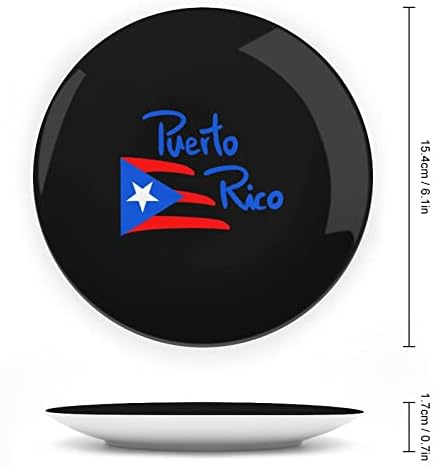 Знаме На Порторико Гроздобер Дизајн Коска Кина Декор Плоча Со Штанд Круг Декоративна Плоча Дома Нишање-Плоча
