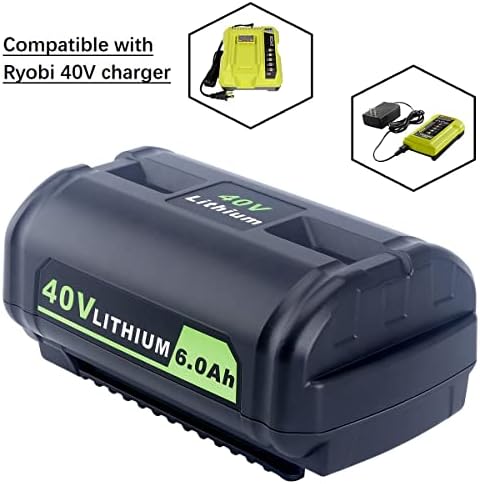 OP4060 40V 6.0 AH литиум-јонска батерија и полнач за Ryobi OP4026A OP4050 Li-Ion безжични алатки за напојување