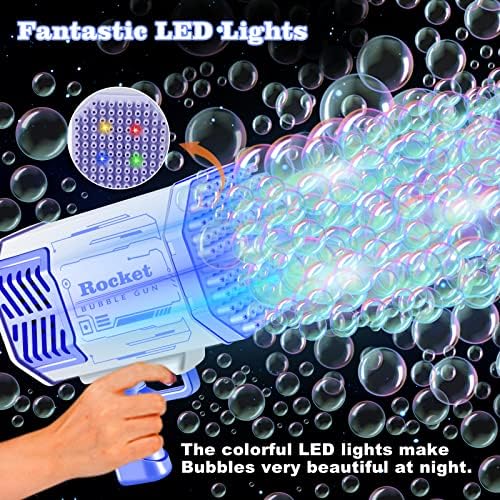 Stondino Bubble Gun надграден Tik Tok 109 дупки со меурчиња со 4 LED светло 6000+ меурчиња во минута меур вентилатор на отворено играчки