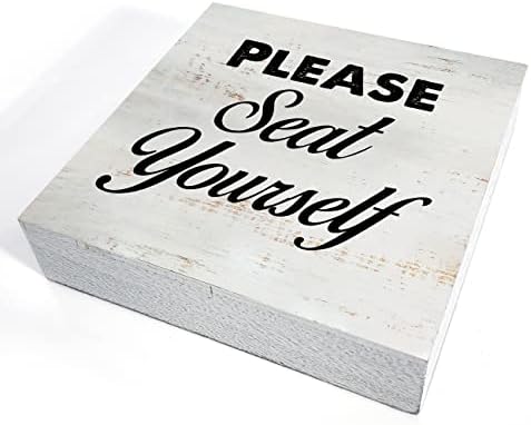 Ве молиме, седиште бања Дрвена кутија знак за биро за декор 5 x 5 инчи кутија за кутија знак дрво плакета блок -знак за куќиште