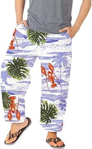 МИАШУИ Пети Лизга Машки Панталони Секојдневен Разноврсна Сите Печати Лабава Плус Големина Панталони Мода Плажа Џеб Панталони 6 Пена